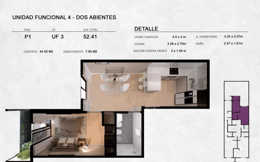 VENTA – DTO. 2 AMBIENTES C/BALCÓN – MONTE CASTRO